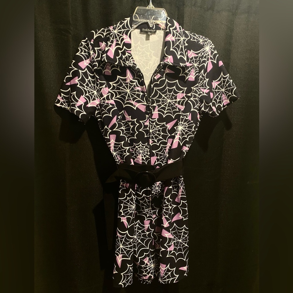 Smak Parlour 🕸️ Spider Web 💜 Print Belted Romper